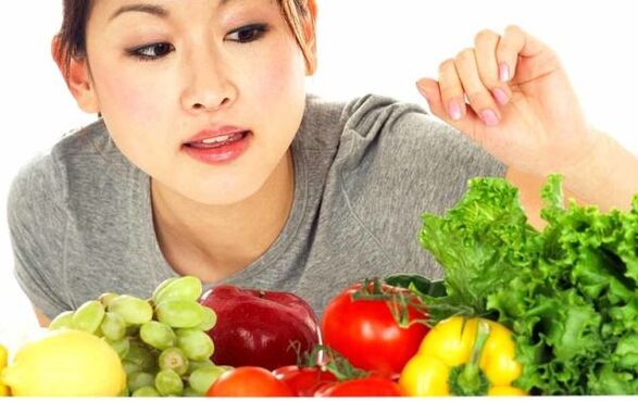 Japanese girl chooses a diet products
