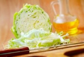 The cabbage chopped for salad